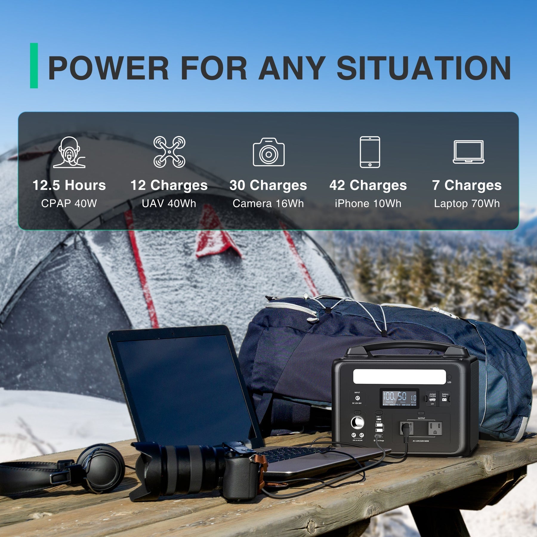 Ampace P600 Portable Power Station (Metal Gray)
