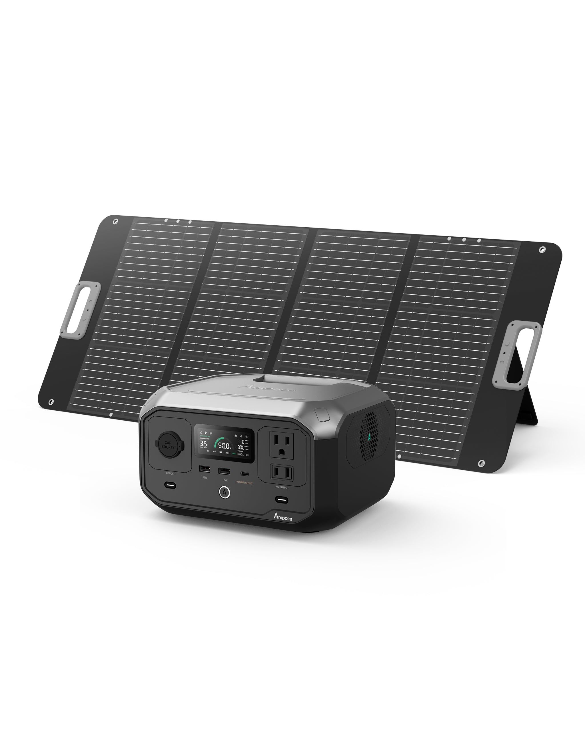 Ampace Andes 300 Portable Solar Generator with 100W Solar Panel